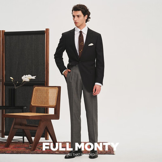 Monty Suit Monty Suit Men's Wool Suit Jacket Men's Slim Business Single Western Men's Casual Suit Black 1205 50