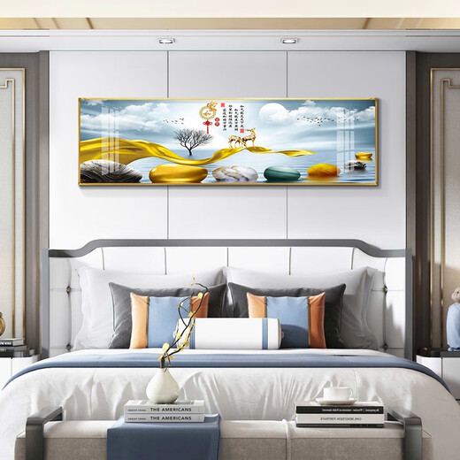Tongdi Modern Simple Bedroom Decoration Peinture Nordic Style Salle PEINTURE PEINTURE COMPLET Hôtel B&B Hôtel Elk peinture de suspension 03 Jiahe Fugui 12147 Crystal Porcelain Painting 200 * 60 Recommandation de lit de 2 mètres personnalisé en cadre noir