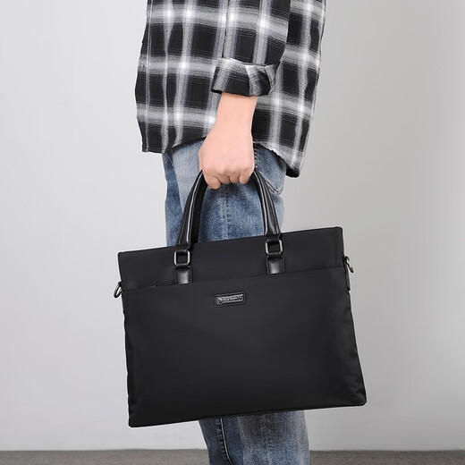 Fadelu Waterproof Waterproof Handbag Men's Briefcase Business Shoulder Messenger Bag Men's 14-inch Casual Computer Cloth Bag Black