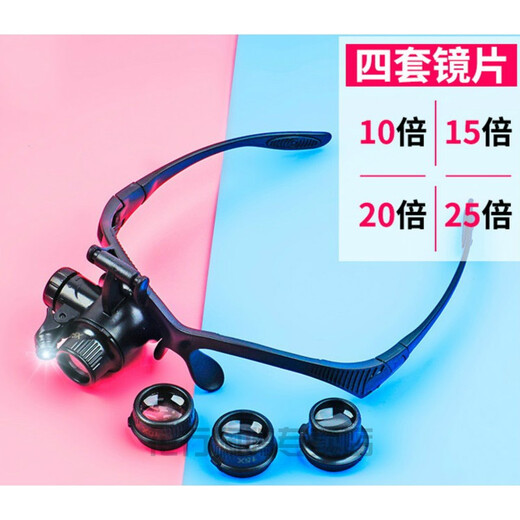 Head-mounted magnifying glass glasses type maintenance magnifying glass with light LED head-mounted high-definition high-power 25x inspection Model: BST-9892F [monoglasses, four magnifications]