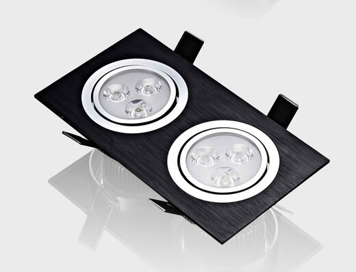 Светодиодный двойной прожектор для гостиной, потолочный светильник с отверстием, лампа в форме яблочного глаза, прямоугольный соединенный светильник, 2 потолочных светильника, серебро 2 * 3 = 6 Вт, белый свет, отверстие 8 * 16 см