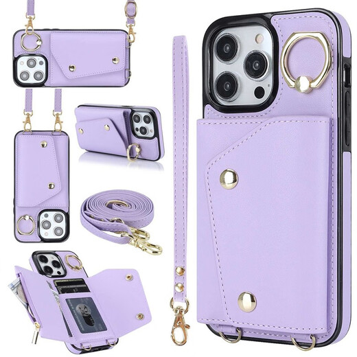 Jinhao iPhone14 Promax Reißverschluss Brieftasche Mobile Hülle Apple 13/12 Crossbody Protective Case Xsmax Kartenring Lanyard Persönlichkeit Red Apple iPhone 14 Pro