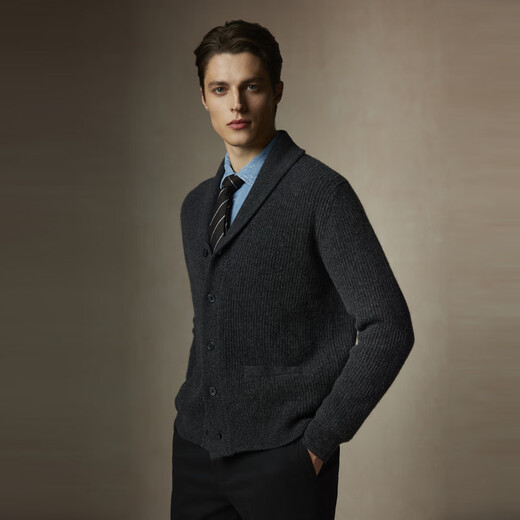 Scofield [LOOL] Men a los 24 años de otoño nuevo solapa cómoda y simple elegante Cardigan Dark Grey XL (180)