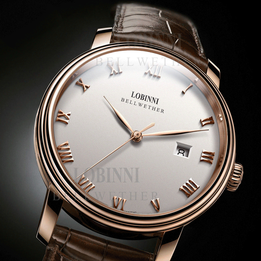Lobinni Men de montre masculine entièrement automatique mécanique pour hommes Watch Student Belt Business Business Watch 12033 Silver Shell White Face Black Cuir