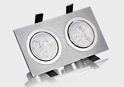 Светодиодный двойной прожектор для гостиной, потолочный светильник с отверстием, лампа в форме яблочного глаза, прямоугольный соединенный светильник, 2 потолочных светильника, серебро 2 * 3 = 6 Вт, белый свет, отверстие 8 * 16 см