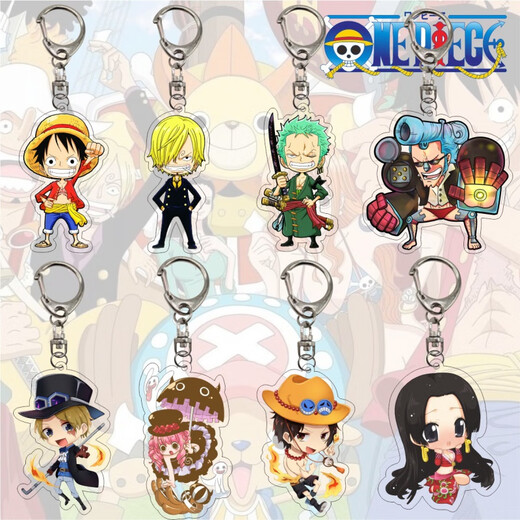 Une pièce acrylique Luffy Joe Barro Zoro Ace Sanji Sabo tasse sac à dos pendentif porte-clés chaîne 15906 une pièce hauteur 5.5 CM