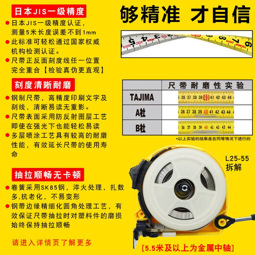 Tajima Tajima Tajima Tajima 7,5 m Stahl Tajima importiert hochpräziser doppelseitiger Herrscher mit L2575 Box Lineal Yellow Standard Modell 7,5 m