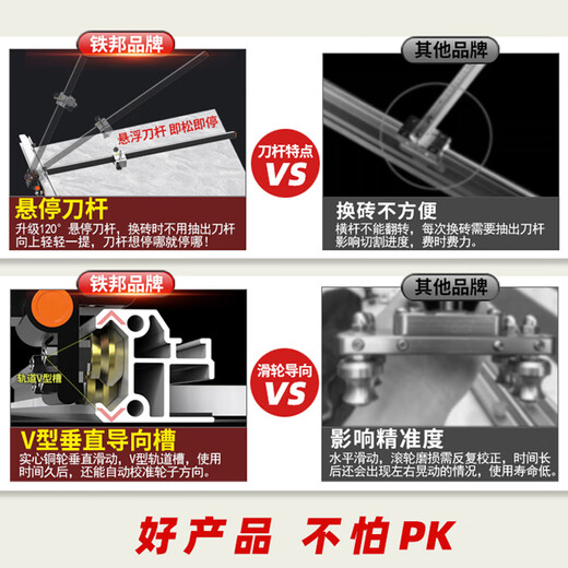 Tiebang 2025 new third generation T-shaped track push knife rock slab ceramic tile floor tile special manual scratcher large version cutting artifact new 2.0 meter T-shaped push knife + segmented pliers + handbag