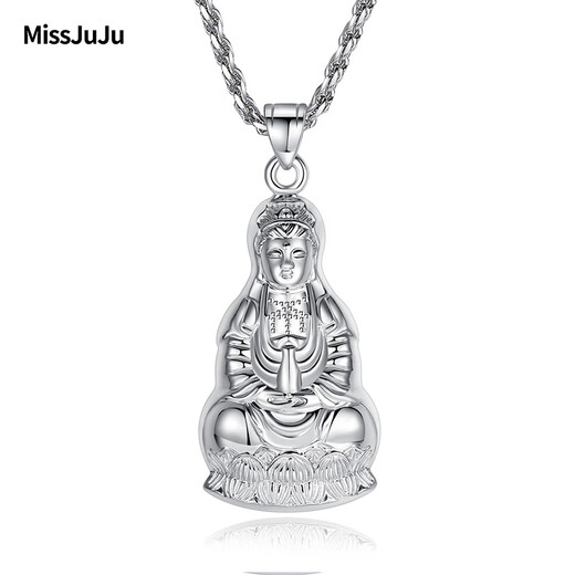 Miss JuJu pt950 platinum Guanyin pendant for men, platinum large tag, Guanyin Bodhisattva pendant for women, necklace not included, pendant height 31mm, width 16mm, weight 5.3-5.5g