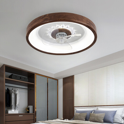 Kupferherz Muyun Neues chinesisches Lüfter Licht neues modernes Schlafzimmer Schwarzes Walnusslampen Restaurant Home Integrated Deckenleuchte J9756 Länge 50*50 cm-wuji Dimmgürtel Fernbedienung