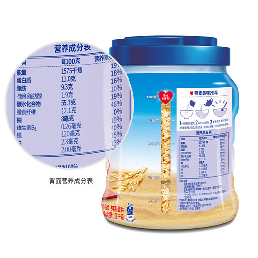 桂格即食燕麦片1000克罐装 FiberQ益生元 早餐搭配 膳食纤维 即食燕麦片1478g*2袋
