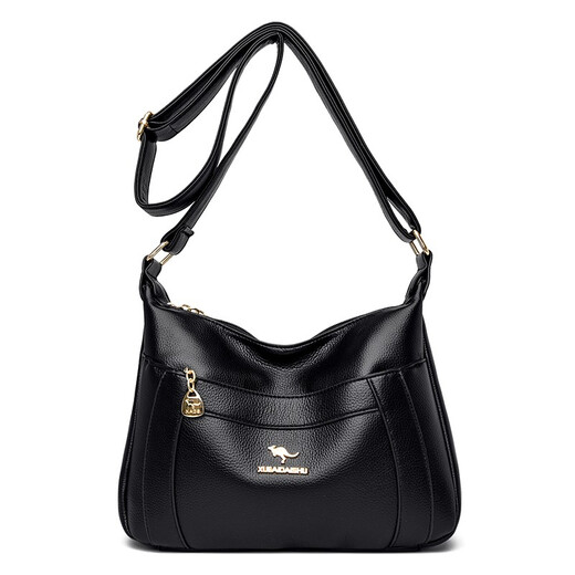 XUEAIDAISHU (XUEAIDAISHU) Women's Genuine Leather Shoulder Bag 2025 New Middle-aged and Old Mother Bag 40 Years Old 50 Women's Bag Crossbody Bag 60 Mother Gift Black Gift Box + Gift Bag + Hand Bag Card Holder