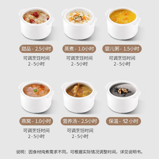 CHIGO electric stew pot, steamer, electric cooking pot, stew pot, stew pot, casserole, stew and steaming, all-in-one food supplement pot, stew soup cup, electric stew pot, electric casserole, soup pot, stew, water-proof porridge, multi-functional water-proof bladder 1 liter - white porcelain bladder + steamer, intelligent appointment, three-dimensional heat conduction, anti-dry burning