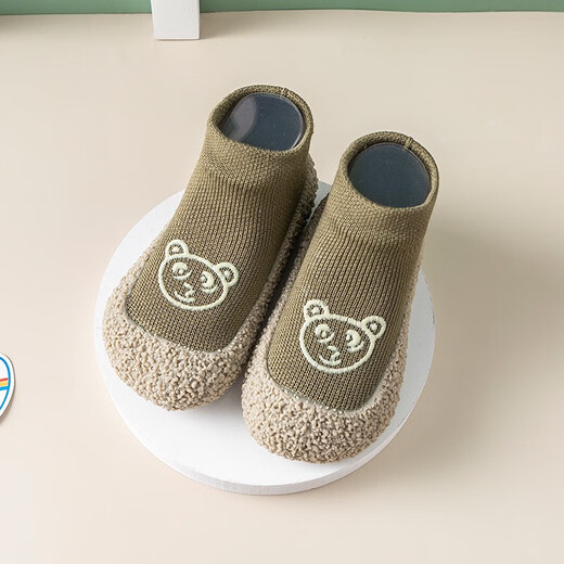 Thombaker (Thombaker) Baby Tritt nach vorne Schuhe und Socken Baby Kleinkind Schuhe Leichte hochelastische Socken integrierte Bodensocken Militärgrün 24 (innere Länge 14,5 cm) 17-24 Monate