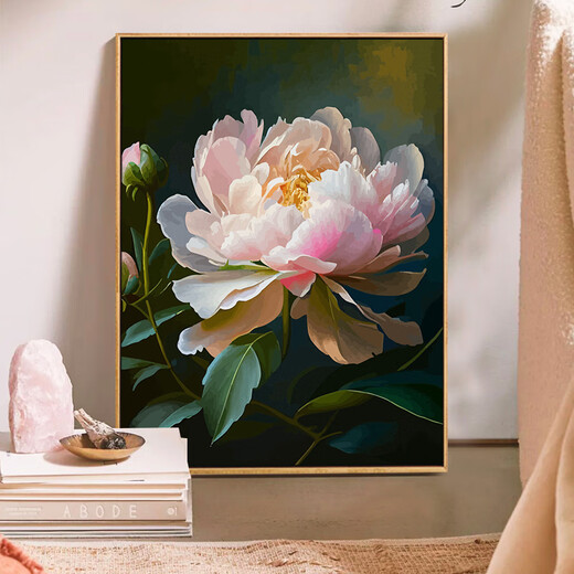 CLCEY牡丹风景花卉数字油画画diy填充填色手工打发时间油彩手绘中国风 SJ9207 60*80cm绷好加厚实木内框+外框(