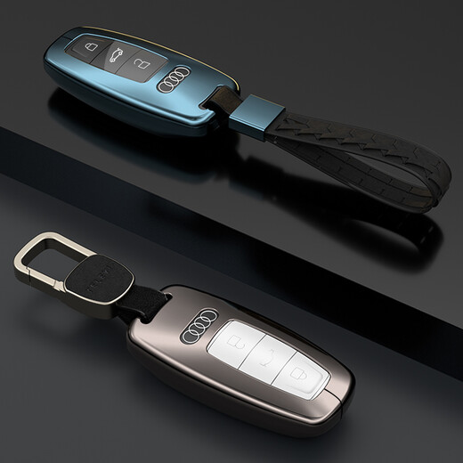 Digalen Metal All Inclusive Audi A6L Key Cover 2021 Neue A6L A3 A7 A8 Q8 Auto Key Hülle Schutzhülle Schnalle und Frauen Rosenraum Grau + echte Ledermode geflochten