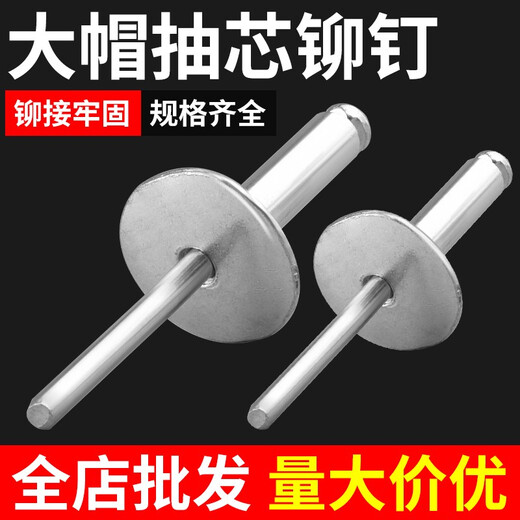 Baolian large hat rivets aluminum round head large hat brim rivets core blind rivets large flat head automotive rivets large head rivets large hat rivets 5*20 (50 pieces)