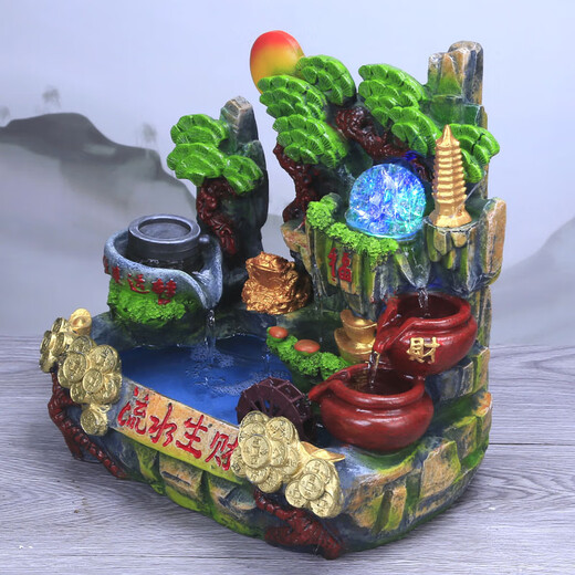 
Rockery Landscape Flowing Water Fountain Living Room Ornaments Mini Small Fish Tank Water Truck Circulating Water Alpine Bonsai Opening Gift Fog #12044 Flowing Water Makes Money