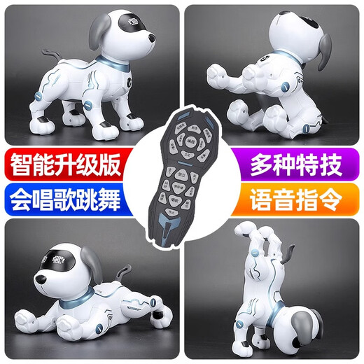 ToyleFun intelligent machine dog remote control children's toy programming dog walking stunts boy electronic mechanical dog upgraded remote control + voice command official standard [rechargeable battery]