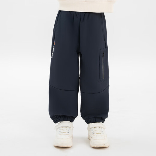Paw Paw Team Li Dagong Children's Pants Autumn and Winter Plus Velvet Dupont Three-Proof Warm Pants Boys Winter Sports Pants Navy Blue 120cm