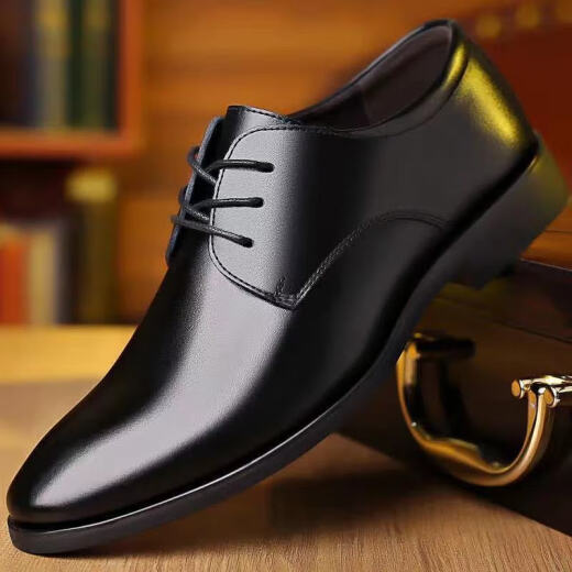 Zapatos de cuero Pudi para hombres en primavera y verano versátiles de negocios de negocios Derby casual de ropa formal zapatos brock para hombres oxford zapatos modernos fh-866 negros 41