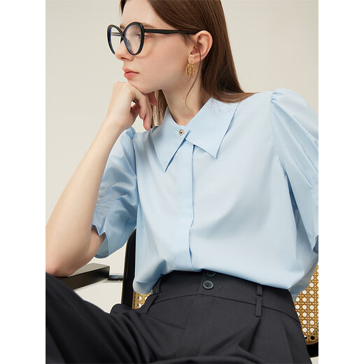 Fan Silanns Workplace -Outfit zum Pendeln Französisch -Shirt für Frauen Nischendesign Puffhülle Top 24FS12186 Apricot s