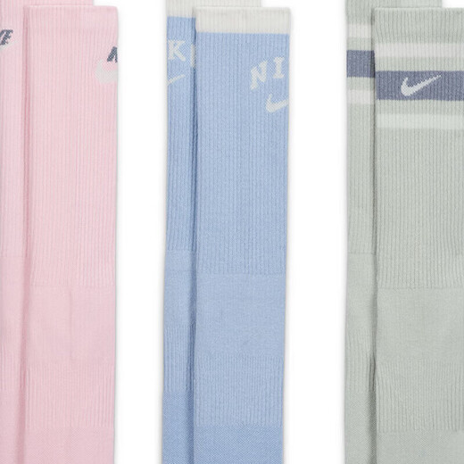 耐克(NIKE)袜子男女同款 吸汗运动袜 中筒袜三双装DX7665-902多色装L
