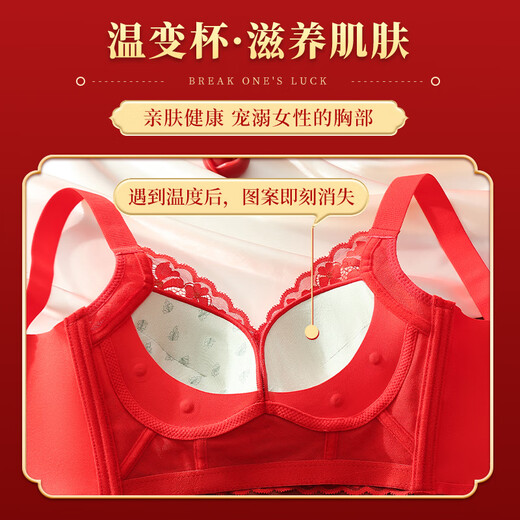 聚拢狐狸本命年大红色内衣女小胸显大无钢圈幸福.狐狸结婚龙年文胸罩套装 2882+3886(2套装) 38B/85B