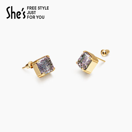 She s earrings Monet impression sparkling colorful imitation crystal earrings niche earrings birthday gift for girlfriend