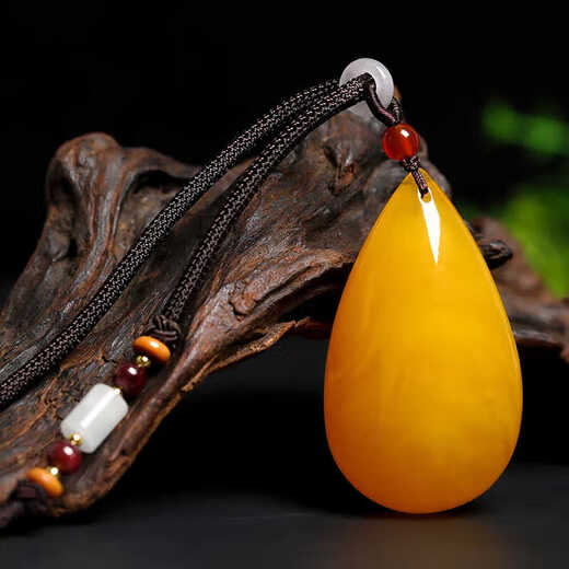 Holy glass beeswax water drop pendant long Daping brand sweater chain second generation amber Pixiu men and women lanyard necklace jewelry water drop lanyard pendant