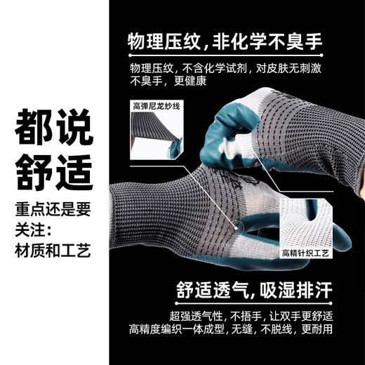 
Anbida A698 rubber labor protection gloves dipped tape rubber work on the construction site wear-resistant and waterproof [24 pairs] wear-resistant A788-flagship model