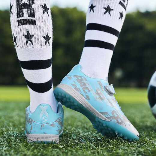 Senses zapatos de fútbol para niños sin encaje para estudiantes, hombres y mujeres, Falcon TF Broken Nails Velcro zapatillas de entrenamiento de hierba artificial 6195 Mes Color Nailas rotas 36 zapatos deportivos estándar Tamaño