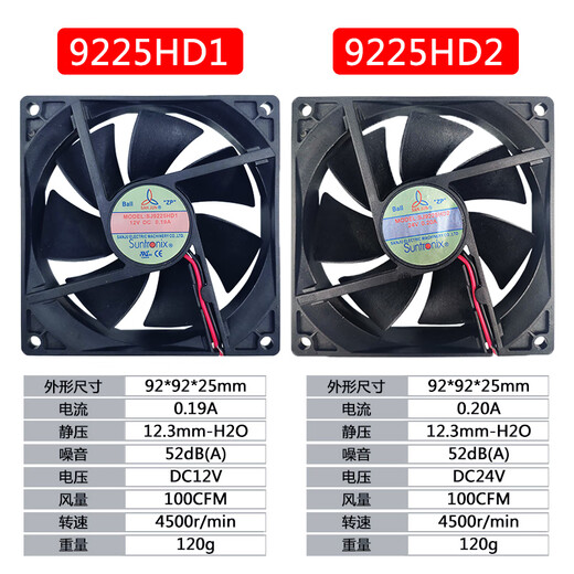 三巨9CM风机原装SJ9225HD2 HD1 DC24/12V轴流风扇92*25mm SJ9225HD2 DC24V
