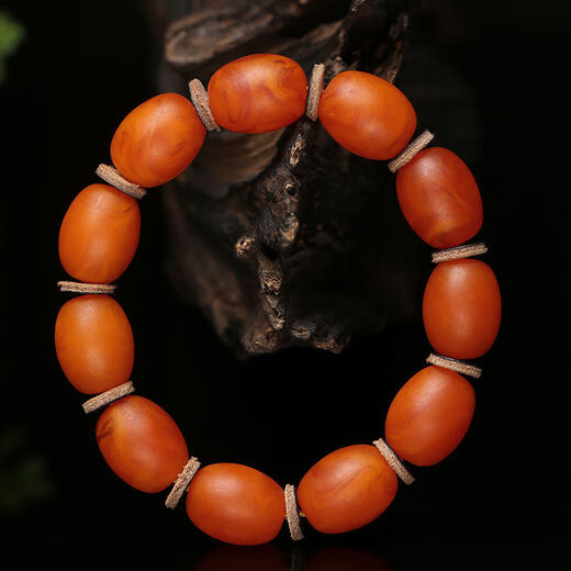 Knock knock love fidelity Russian chicken oil red old beeswax bucket bead bracelet game allowance original leather amber date bead matching bracelet for men and women old beeswax bucket bead bracelet