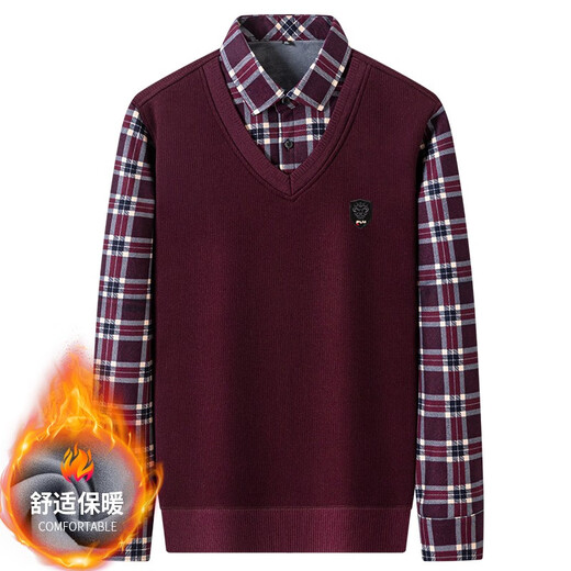 Nobel Paul (Nobolpaul) Séter para suéter masculino para otoño e invierno, además de un suéter en Velvet en terciopelo, suéter elástica de dos piezas de dos piezas para ropa de otoño para hombres My15618 L [recomendado 100-120 Jin [Jin iguala 0.5 kg]]