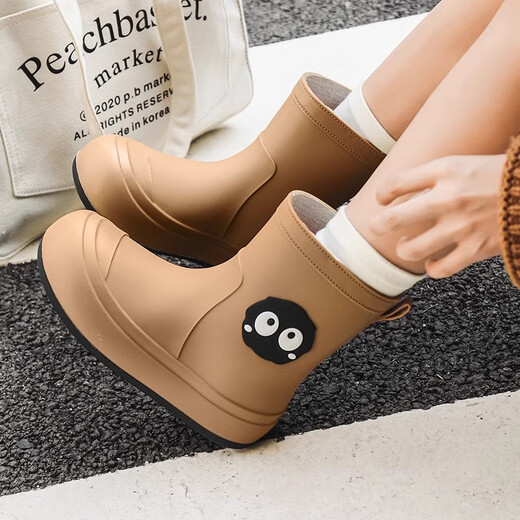 Nette süße Regenstiefel für Frauen japanische Erwachsene, die modische Regenstiefel im Freien im Freien im Freien regnerische Tage wasserdichte Anti-Rutsch-Verschleiß-Bestands-resistenter weicher Gummischuhe weiße Einzelschicht S für 35-36 Fuß