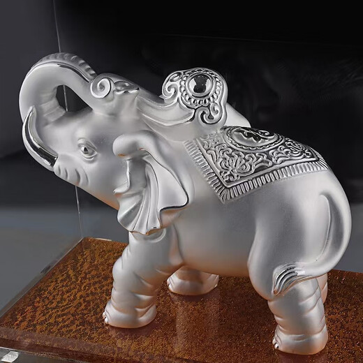 Meifuren sterling silver auspicious elephant ornaments pure silver home office crafts housewarming and opening gifts business gifts pure silver male elephant ornaments 175g 3g