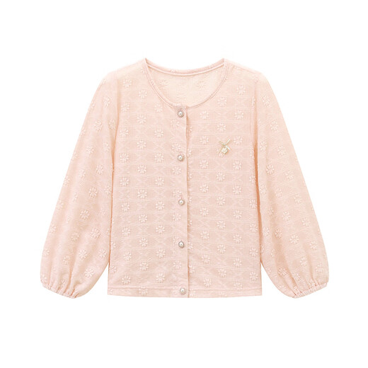 Disha children's clothing girls' jacket 2024 spring and summer new fashionable sweet stretch lace cardigan jacket soft pink 165