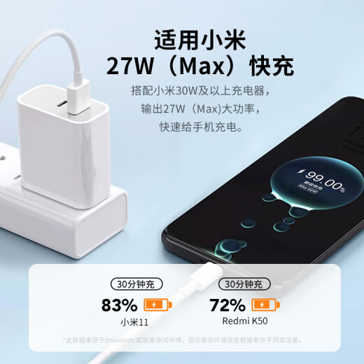 SnowkidsType-C data cable 100W super fast charging 6A Huawei charging cable Mate6040Pro/P50 Honor Xiaomi tablet Android phone charger cable car USB-C