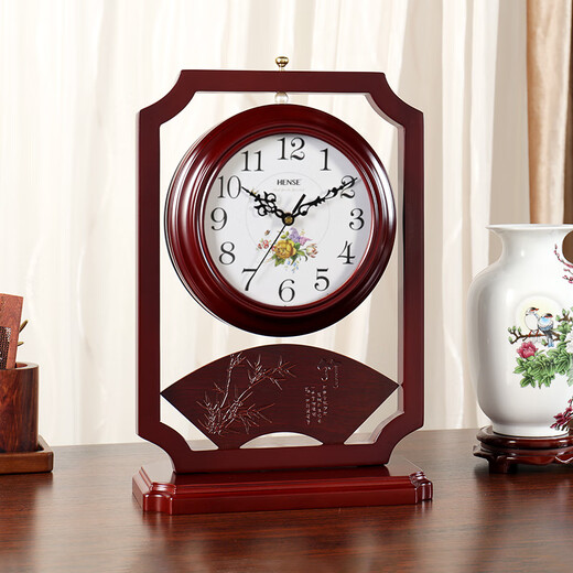 Hanshi (Hense) Chinese retro double-sided table clock living room desktop table clock two-sided clock creative quartz clock HD206 one-sided time reading