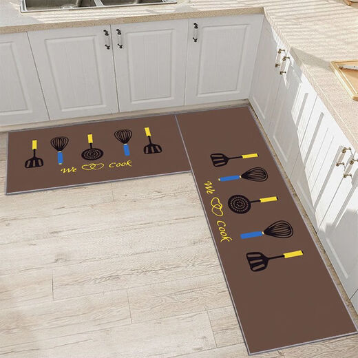 Xuxian kitchen floor mats, oil-proof, non-slip, water-absorbent and dirt-resistant floor mats, cartoon strip carpets, household floor mats, kitchen 6 50*80+50*200 (set)