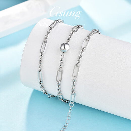 Platinum women's chain with ball Bing PT950 cross necklace fashionable platinum necklace women's O-shaped chain bead pendant. Priced by gram, please contact customer service before bidding for gold price.