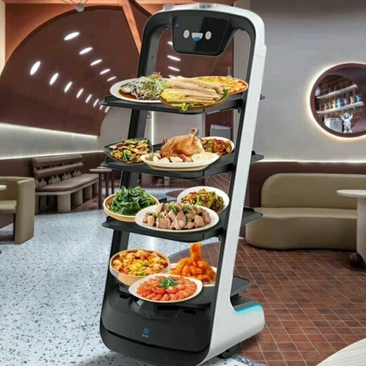 普渡科技普渡智能送餐机器人欢乐送火锅酒店饭店餐厅自动送物服务员上传菜 白色
