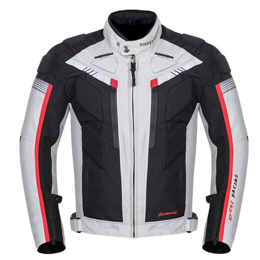 
GHOST RACING Motorcycle Cycling Clothing Set Four Seasons Universal Men's Windproof Breathable Anti-fall Motorcycle Clothing Jacket Motorcycle Racing Clothing Light Gray Top M