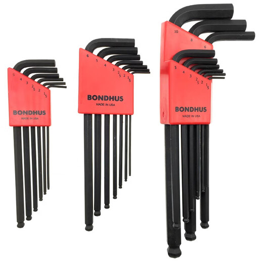 
BONDHUS ball head hex wrench set black hex key 10992 10999 1659 16799 (extra length and short elbow) metric 9-pin set watch