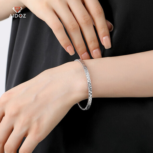 Aido Diamond New Explosive Platinum Crushed Ice Bracelet Women's Fashion pt950 Pure Platinum Oval Semi-Solid Royal Concubine Bracelet Oval Inner Diameter 54mm Weight 11.90g Width About 3mm