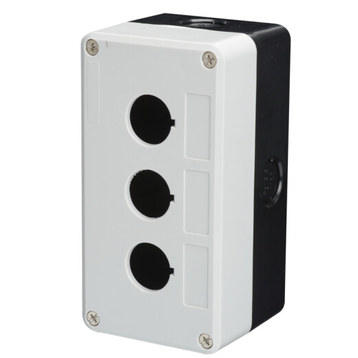 Lighted button switch control box power start stop 1234 holes reset inching 24V220V plastic handheld waterproof box industrial emergency stop switch indicator light box three positions (lighted self-reset button) voltage: 220V