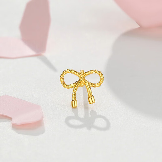 Trendy Acer bow pure gold 5G gold earrings, light luxury and fashionable birthday gift for girlfriend, priced at about 0.5g per piece