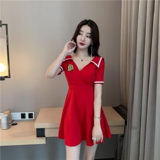 Ropa de mujer sexy para clubes nocturnos, vestido sexy, falda de masaje de baño, ropa de trabajo técnica de vestir 708 Negro L (100-110Jin [Jin equivale a 0.5 kg])