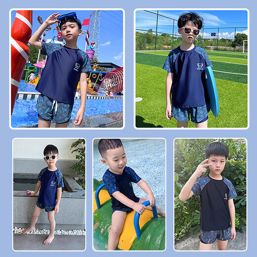 YouYou para niños trajes de baño para niños divididos medianos de tamaño mediano para niños de doble capa Bajas de baño Swimsuit de cinco piezas 33094 Azul 6xl